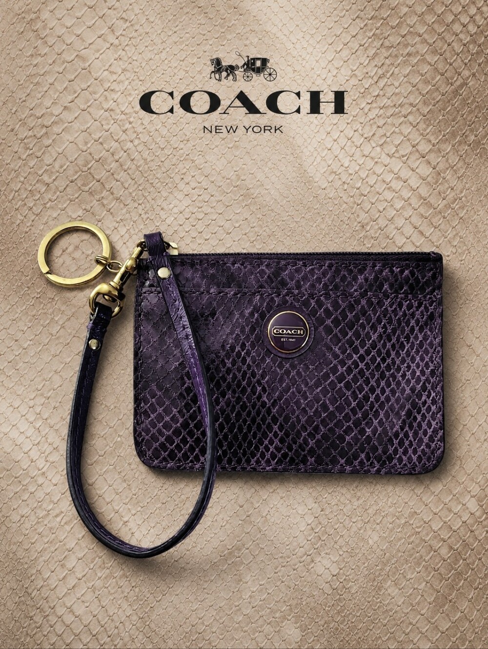 Coach RARE Snakeskin Cardholder Coinpurse Wristlet
